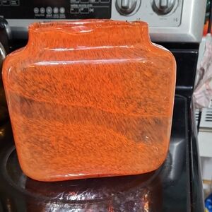 Pretty Orange Art Glass Vase